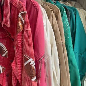 Restocked denim and rhinestone jackets new with tags